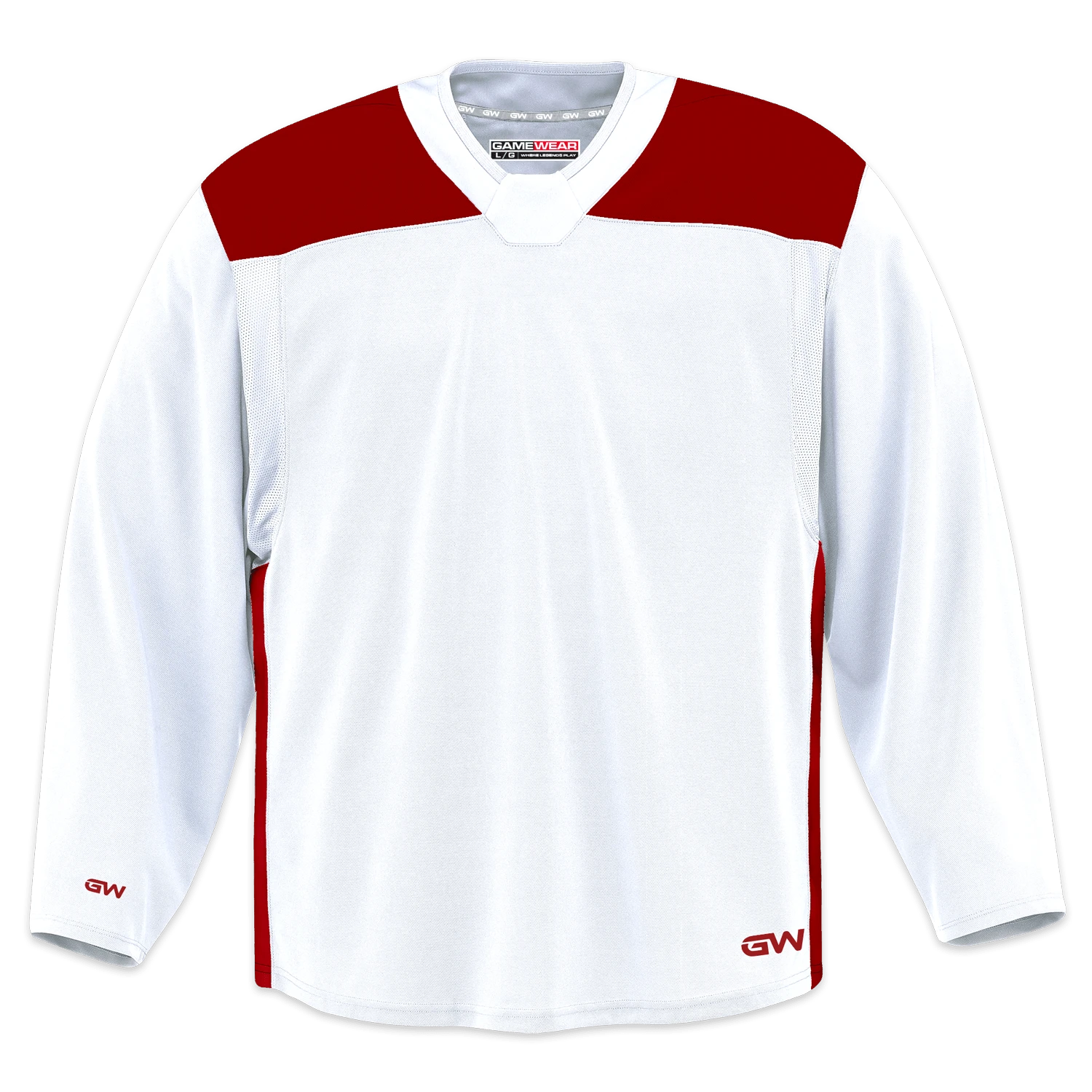 GameWear GW6500 ProLite Series Senior Hockey Practice Jersey - White / Red 3 GameWear GW6500 ProLite Series Senior Hockey Practice Jersey - White / Red