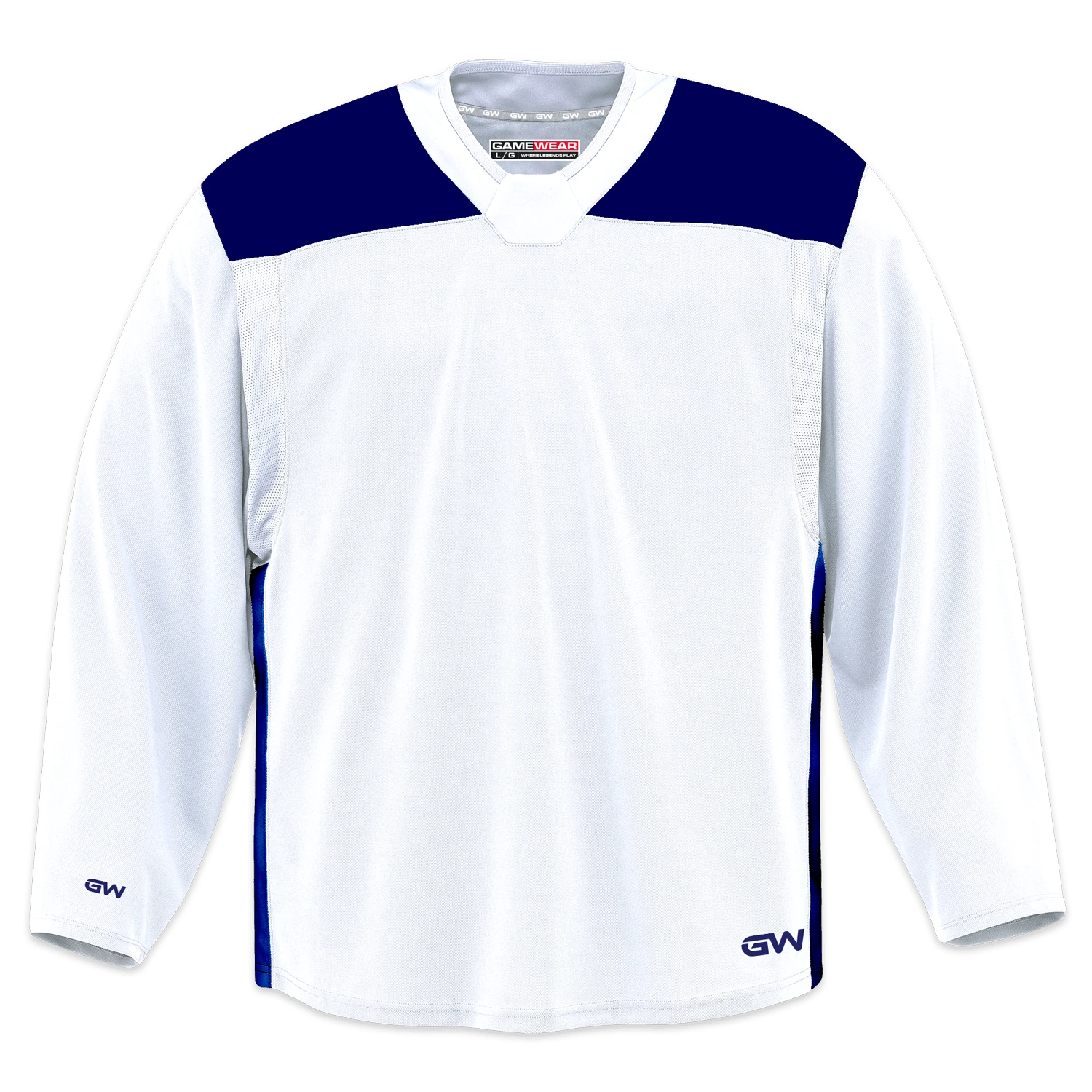 GameWear GW6500 ProLite Series Senior Hockey Practice Jersey - White / Royal 3 GameWear GW6500 ProLite Series Senior Hockey Practice Jersey - White / Royal